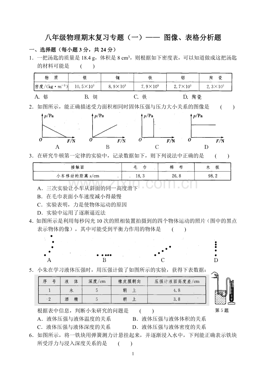 八年级物理期末专题复习zhuanti.doc_第1页