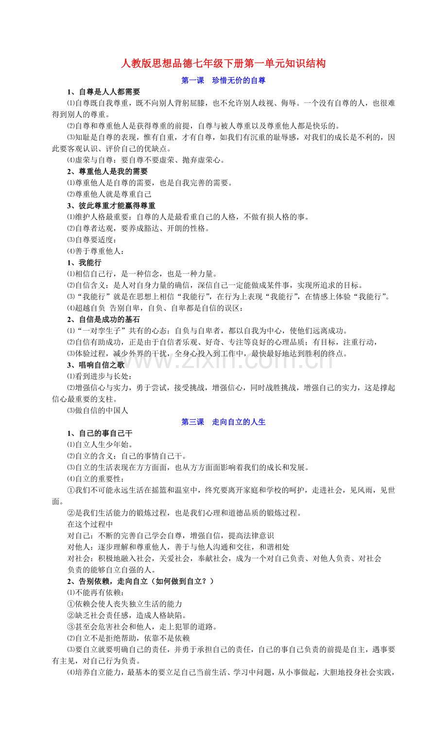 人教版思想品德七年级下册知识点归类.doc_第1页