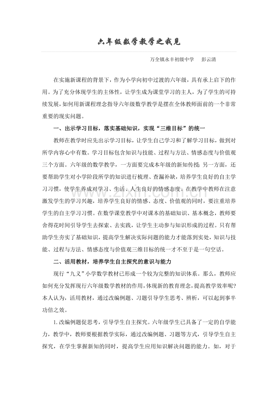 六年级数学教学之我见.doc_第1页