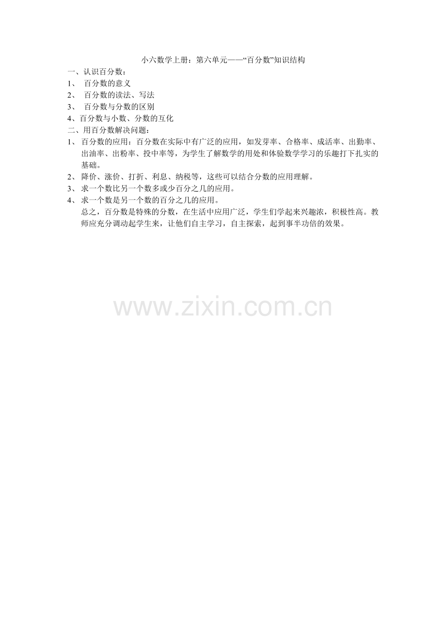 小六数学上册——百分数知识结构梳理.doc_第1页