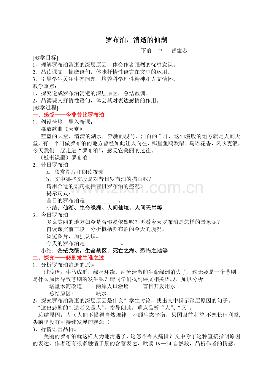 罗布泊教学设计.doc_第1页