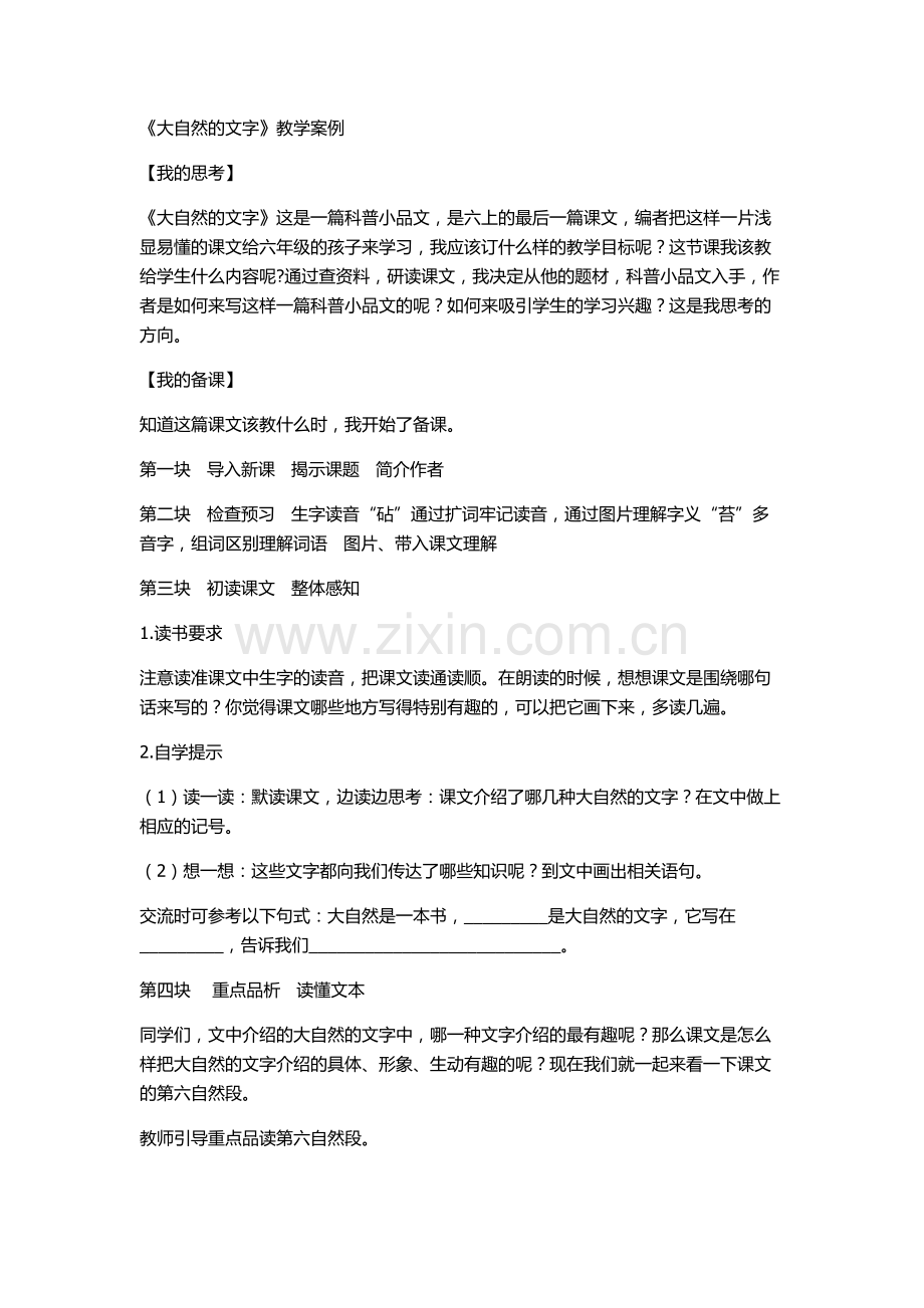 大自然的文字教学案例.doc_第1页
