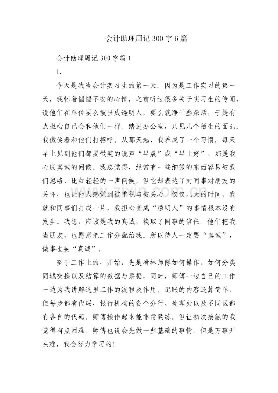 会计助理周记300字6篇.pdf_第1页