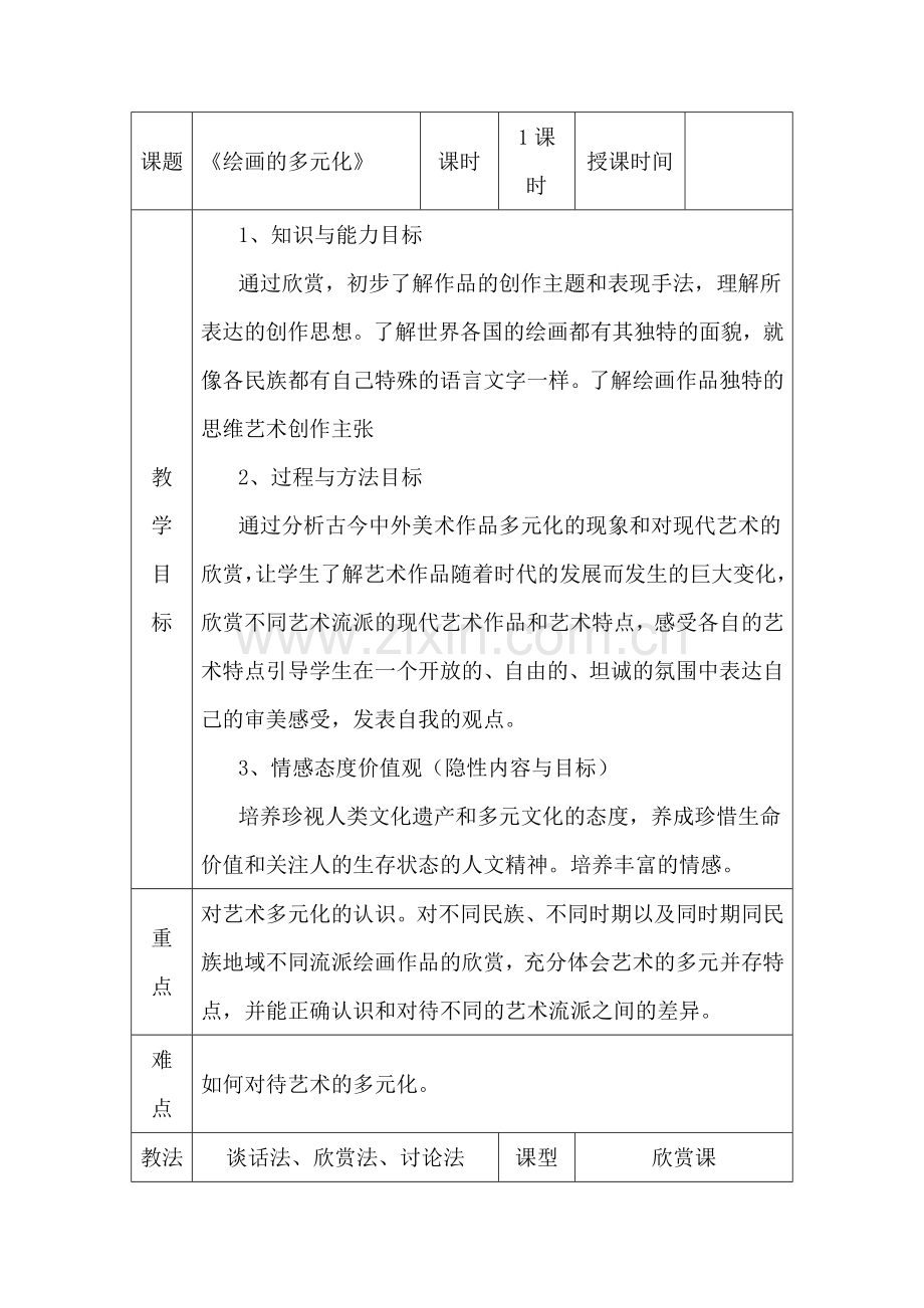 《绘画的多元化》.doc_第1页