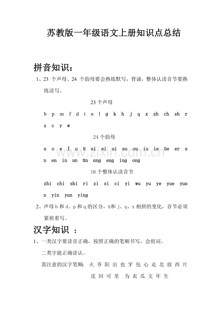一年级拼音教学知识总结.docx_第1页