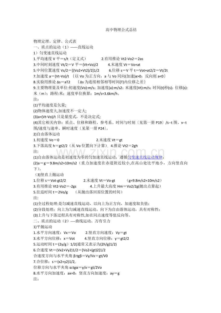 高中物理公式总结.docx_第1页