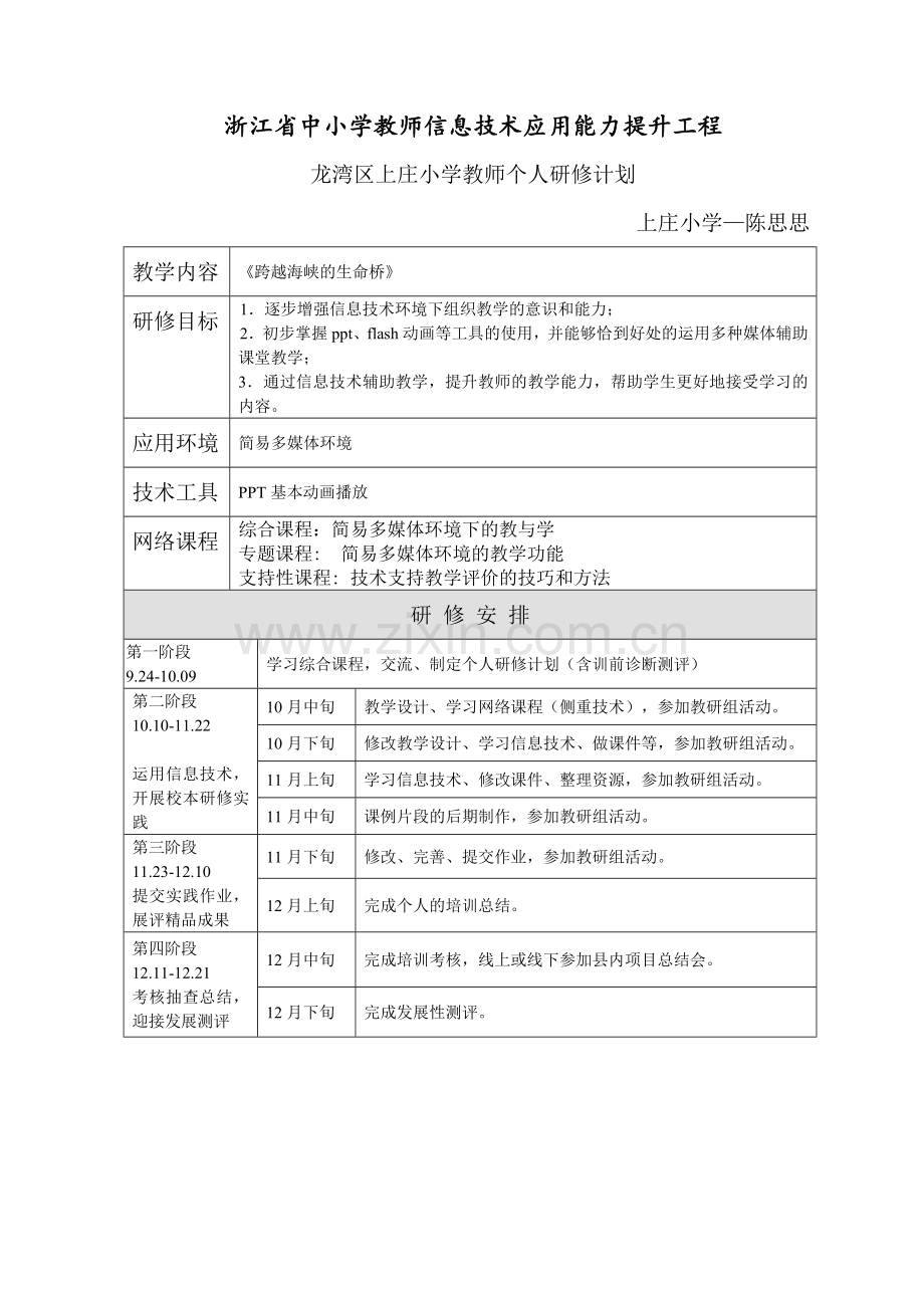 陈思思个人研修计划.doc_第1页