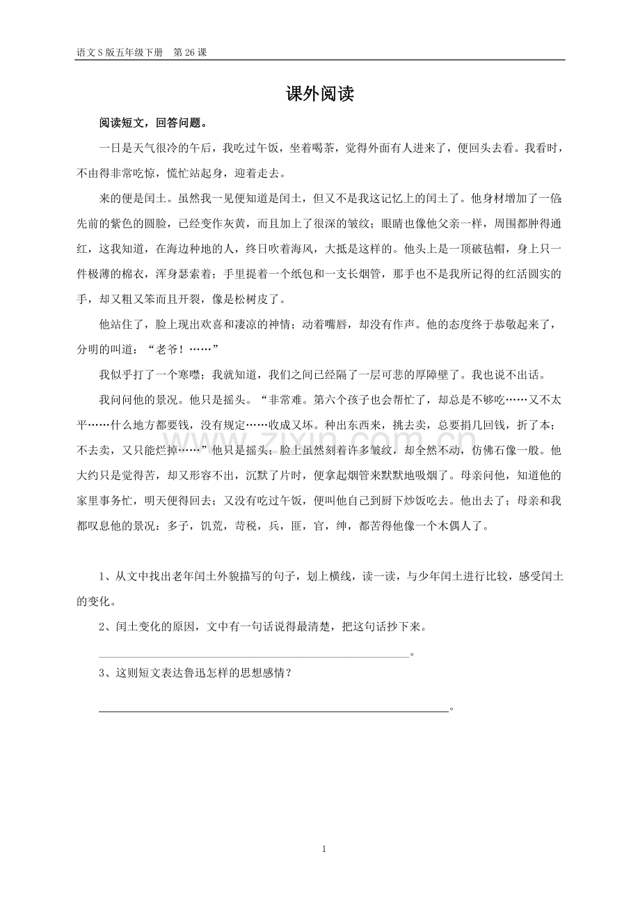课外阅读（少年闰土扩展阅读）.doc_第1页