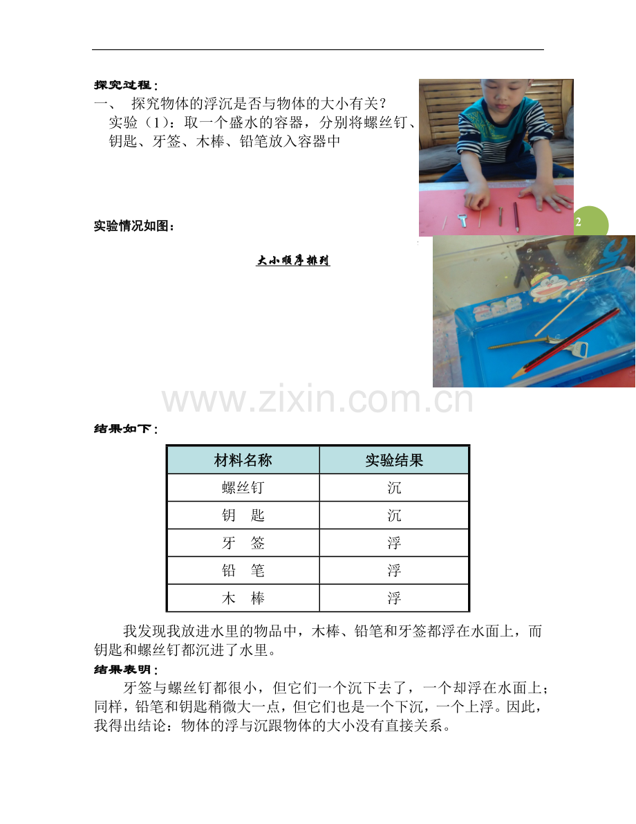 物体在水中浮与沉的探究.docx_第2页