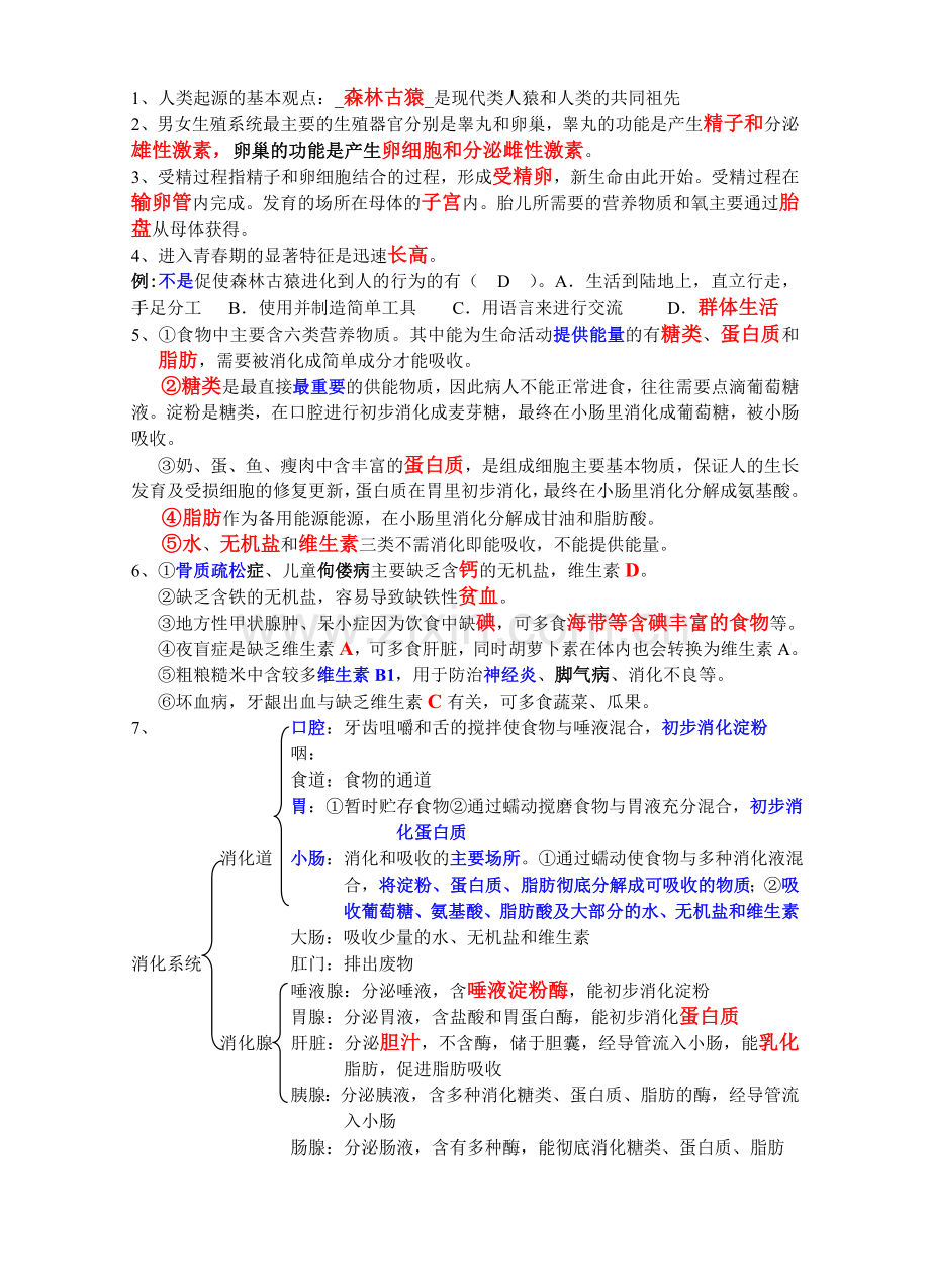 生物复习知识点(初一下).doc_第1页