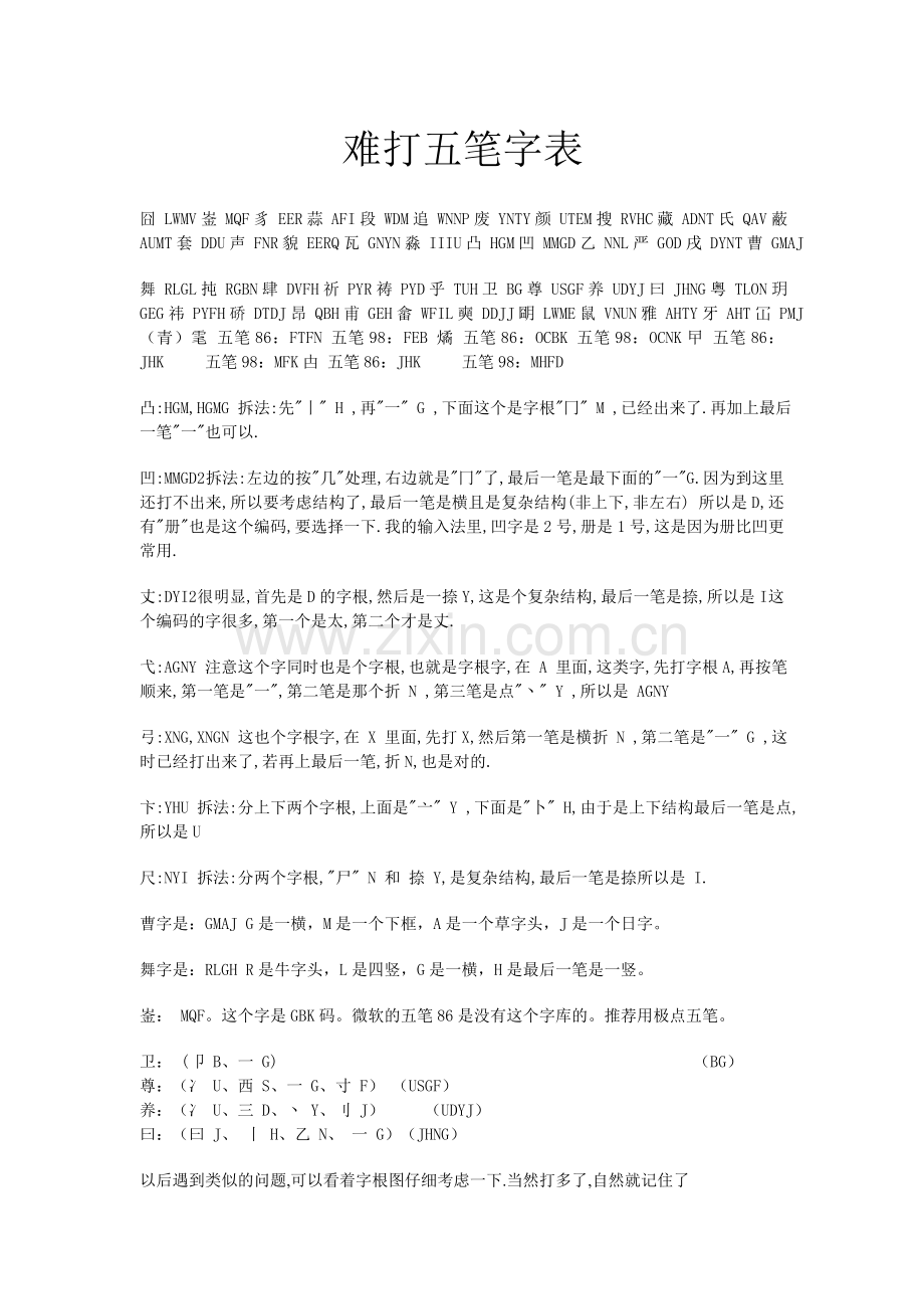 难打五笔字表.doc_第1页