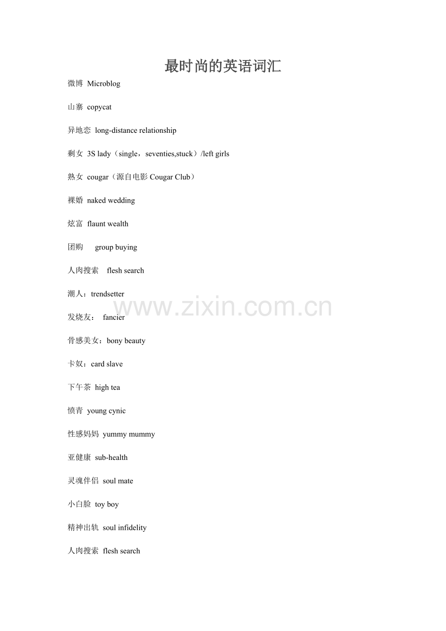 最时尚的英文词汇.doc_第1页