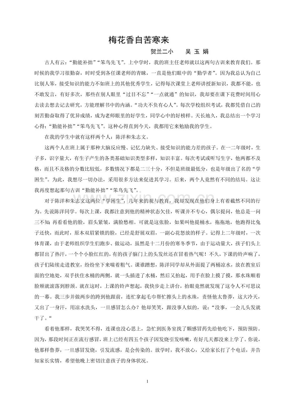 梅花香自苦寒来.doc_第1页