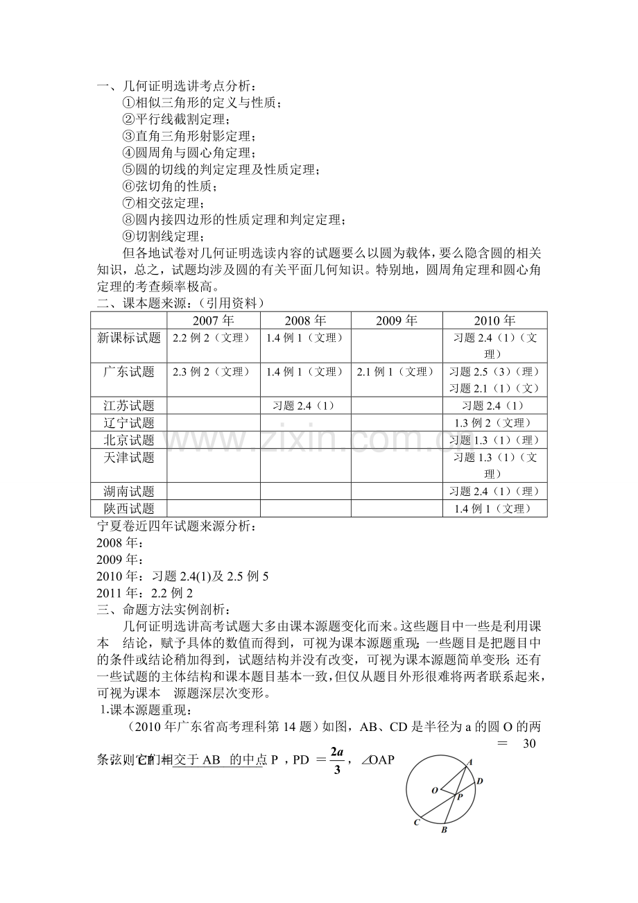 几何证明选讲考点分析.doc_第1页