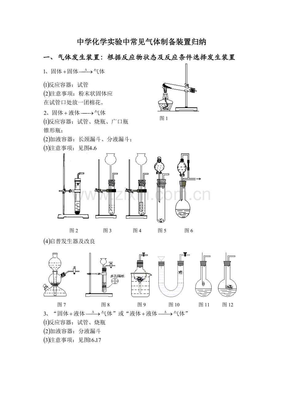 中学化学实验中常见气体制备装置归纳.doc_第1页