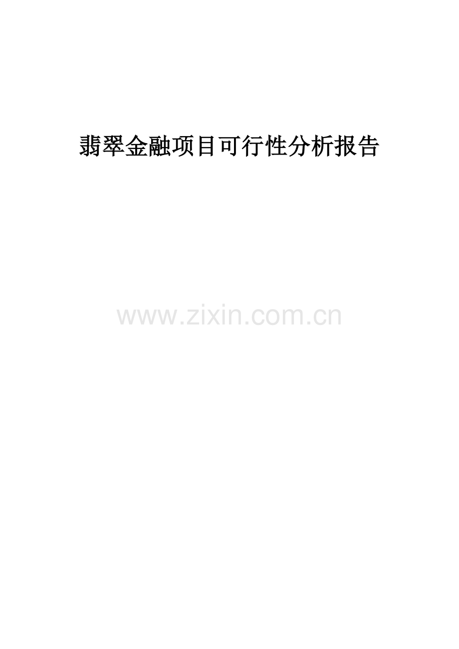 翡翠金融项目可行性分析报告.docx_第1页