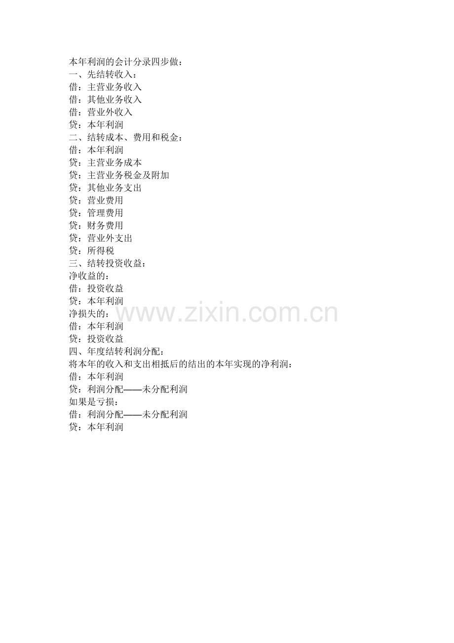 本年利润的会计分录四步做.docx_第1页