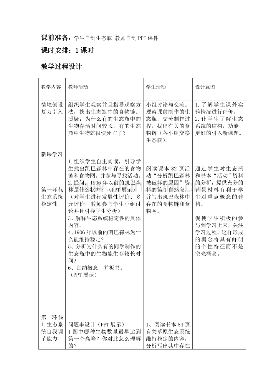 高中生物-《生态系统的稳定性》教学设计及教学反思-新人教版必修3.doc_第2页