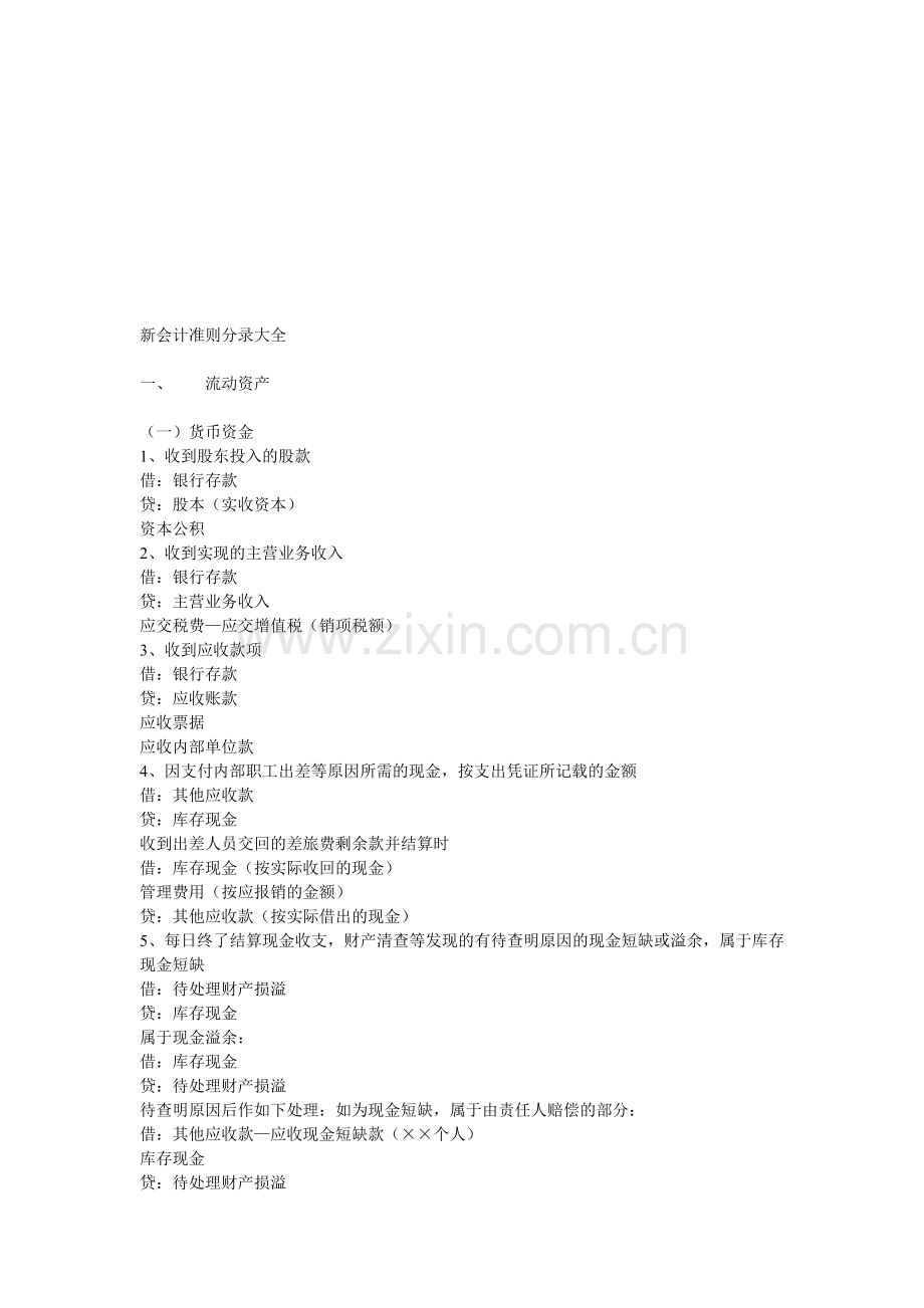 新会计准则分录汇总.docx_第1页