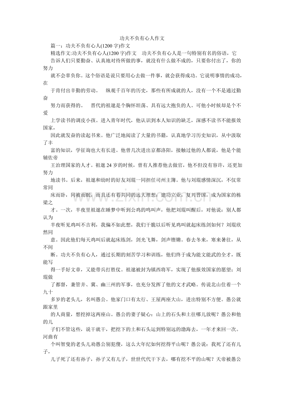功夫不负有心人作文.doc_第1页