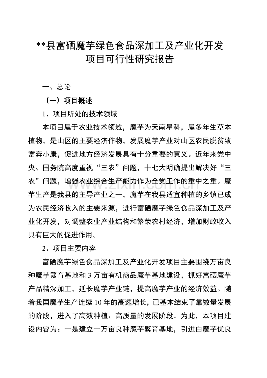 创业项目书绿色食品深加工项目.docx_第1页