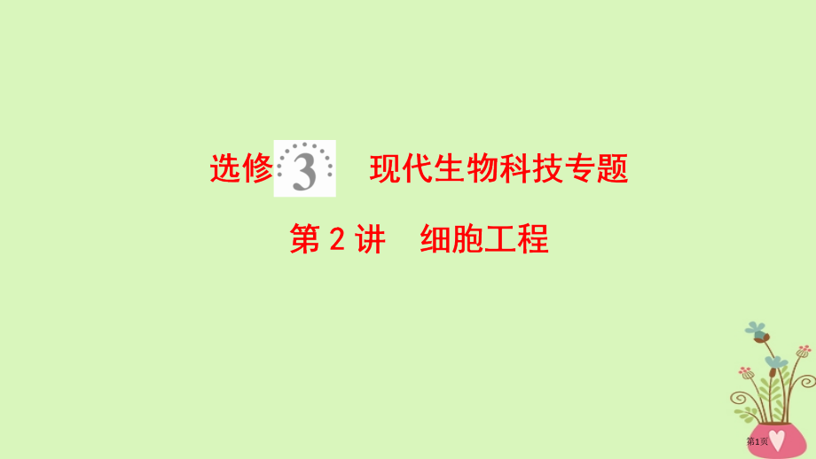 高考生物复习现代生物科技专题第2讲细胞工程全国公开课一等奖百校联赛示范课赛课特等奖PPT课件.pptx_第1页