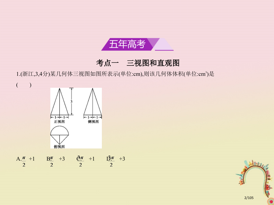 高考数学复习第八章立体几何8.1空间几何体的三视图表面积和体积市赛课公开课一等奖省名师优质课获奖PP.pptx_第2页