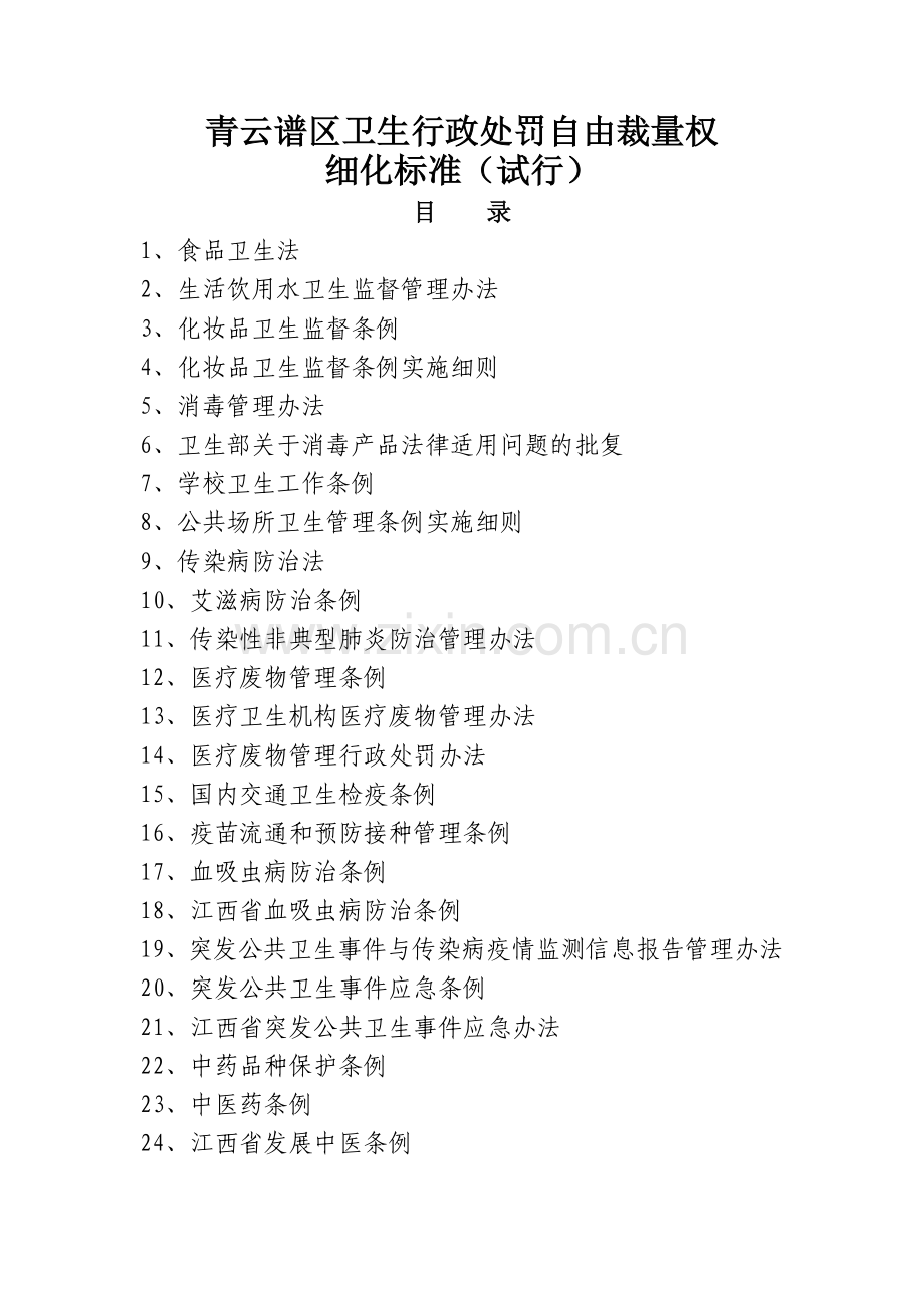 卫生行政处罚自由裁量权细化标准.docx_第1页