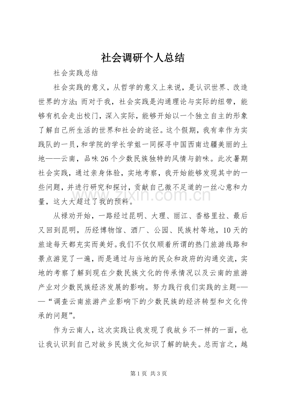 社会调研个人总结 .docx_第1页