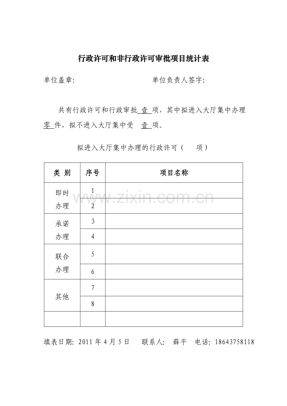 行政许可及非行政许可审批项目统计表.doc_第1页