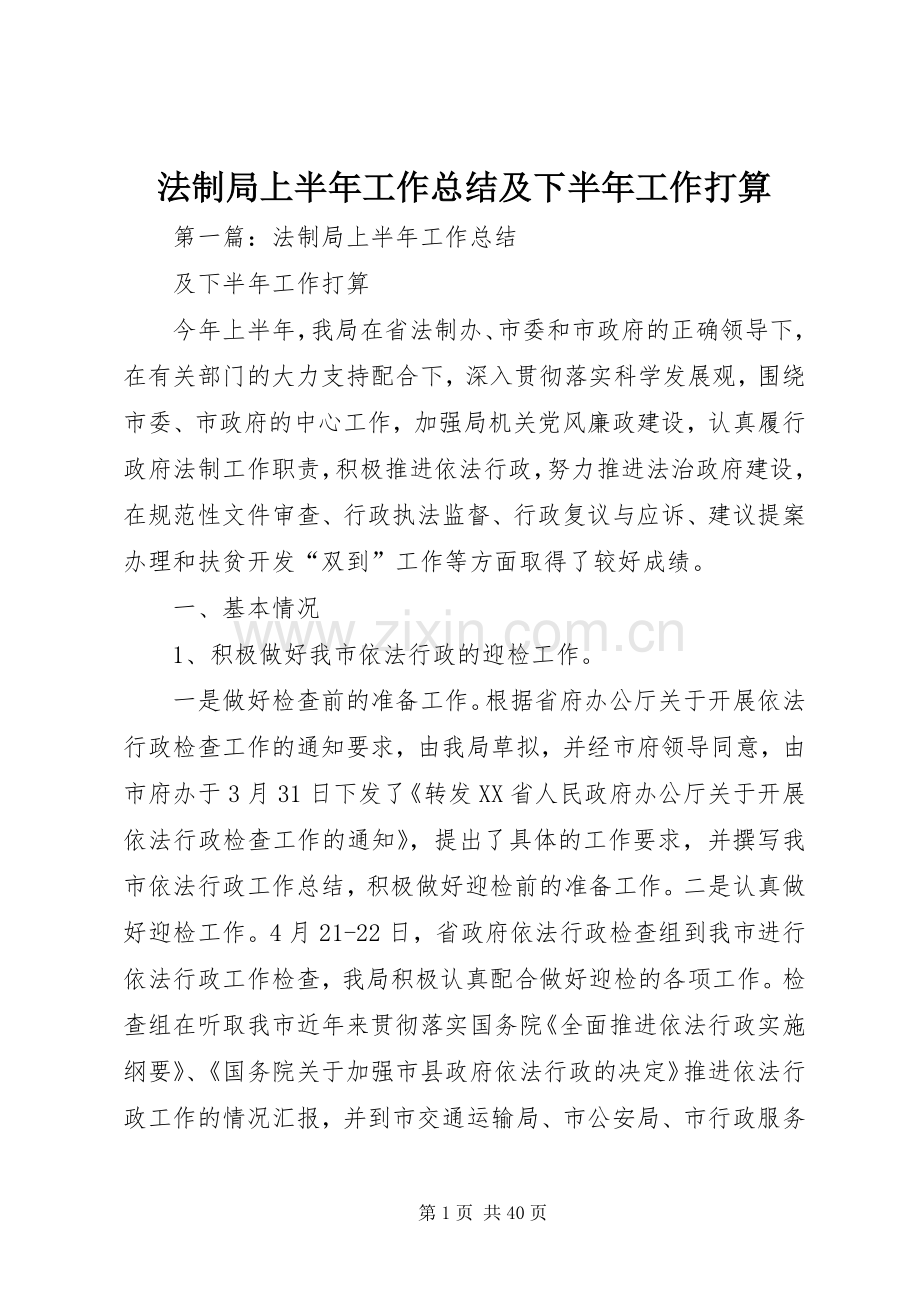 法制局上半年工作总结及下半年工作打算 .docx_第1页