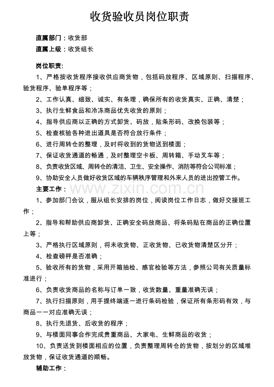 收货验收员岗位职责汇编.docx_第1页