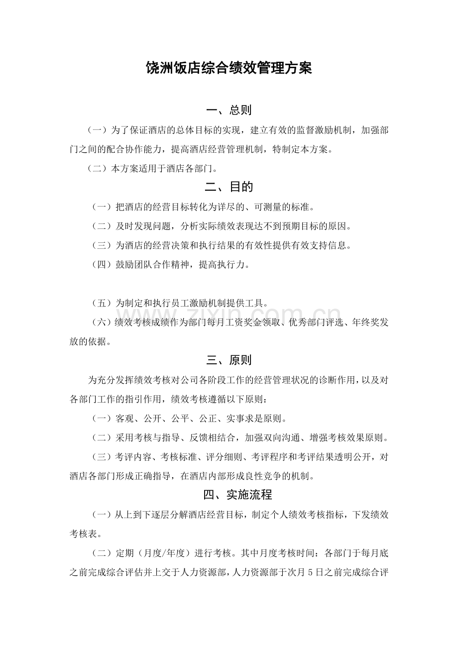 饶洲五星级饭店综合绩效管理方案-基层员工综合绩效考核表.docx_第1页