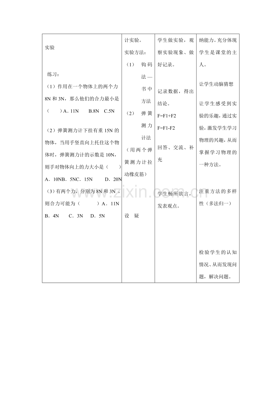八年级物理下6.2力的合成教案.沪科版.doc_第2页
