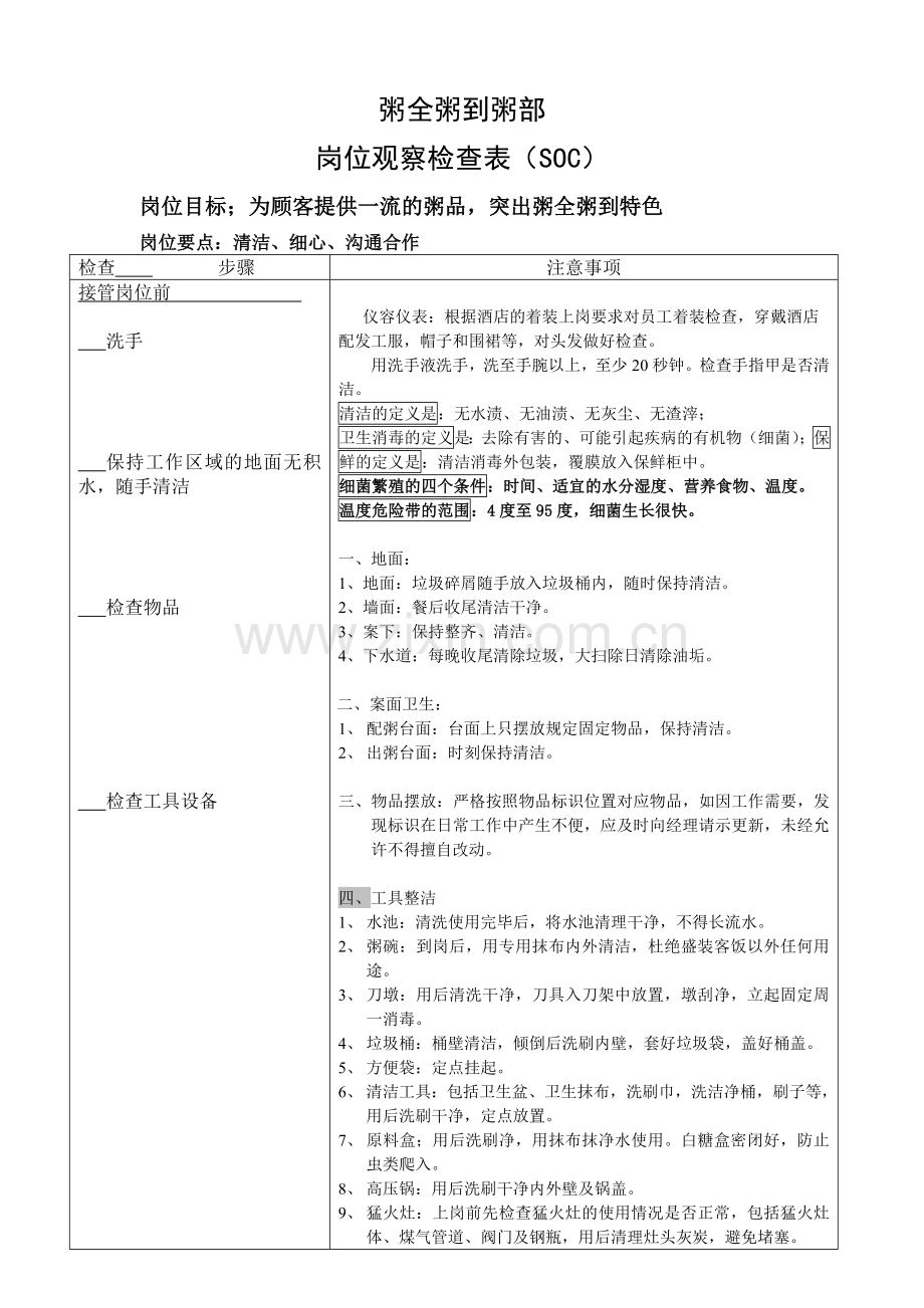 粥部岗位观察检查表SOC.docx_第1页