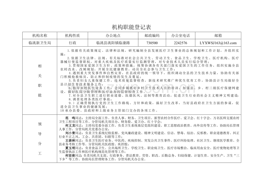 机构职能登记表-机构职能登记表.docx_第1页