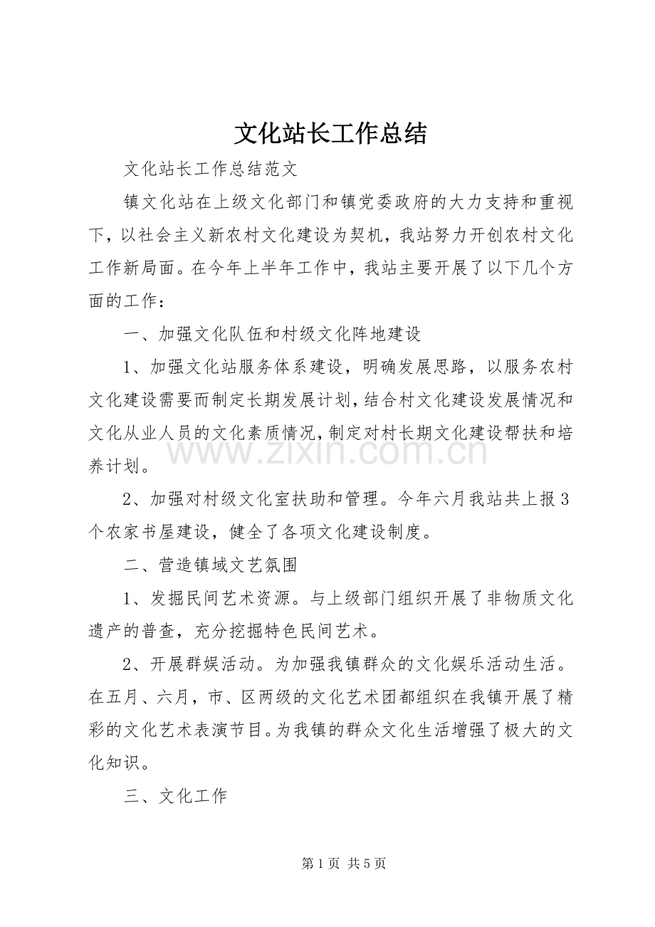 文化站长工作总结 .docx_第1页