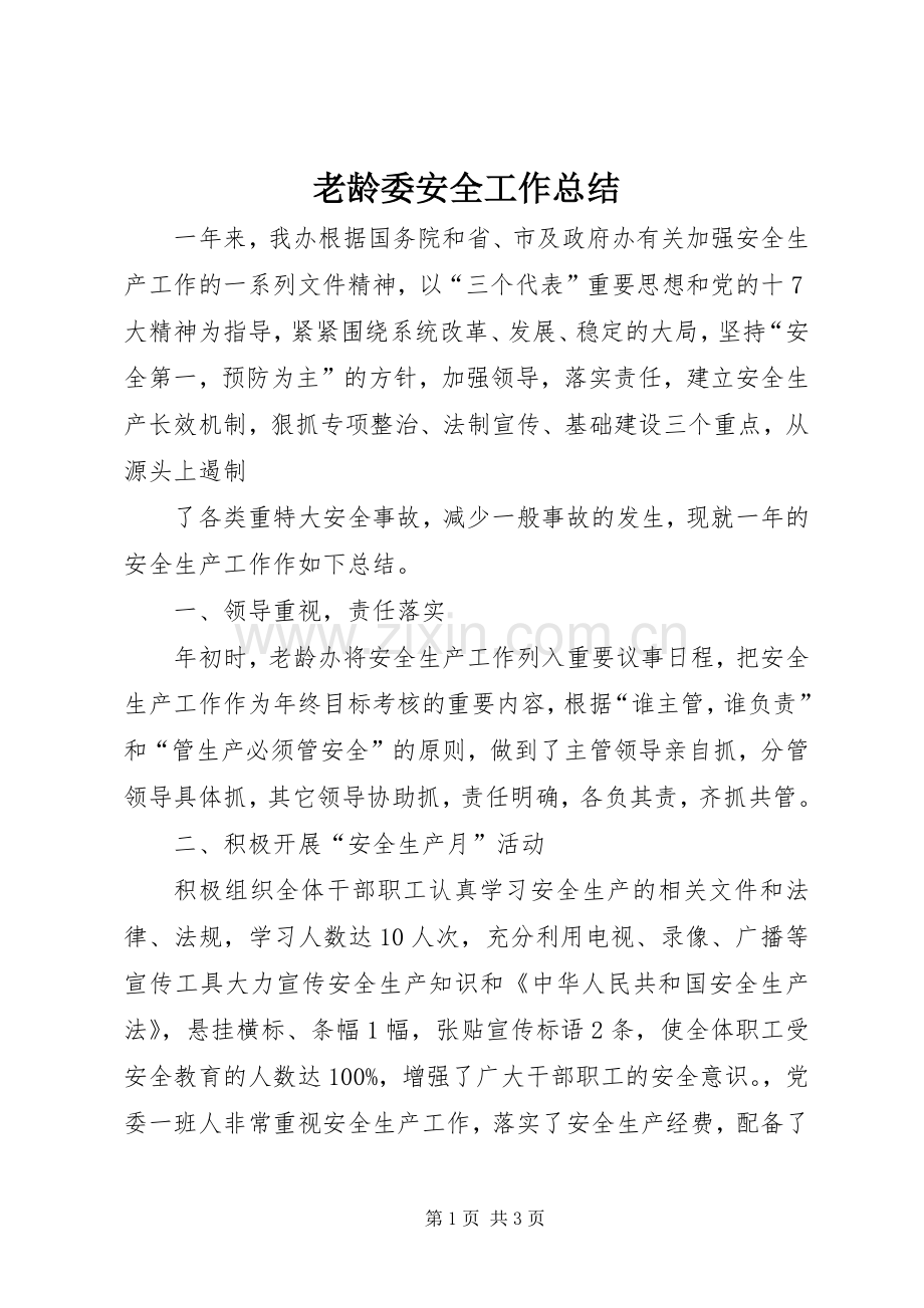 老龄委安全工作总结 .docx_第1页