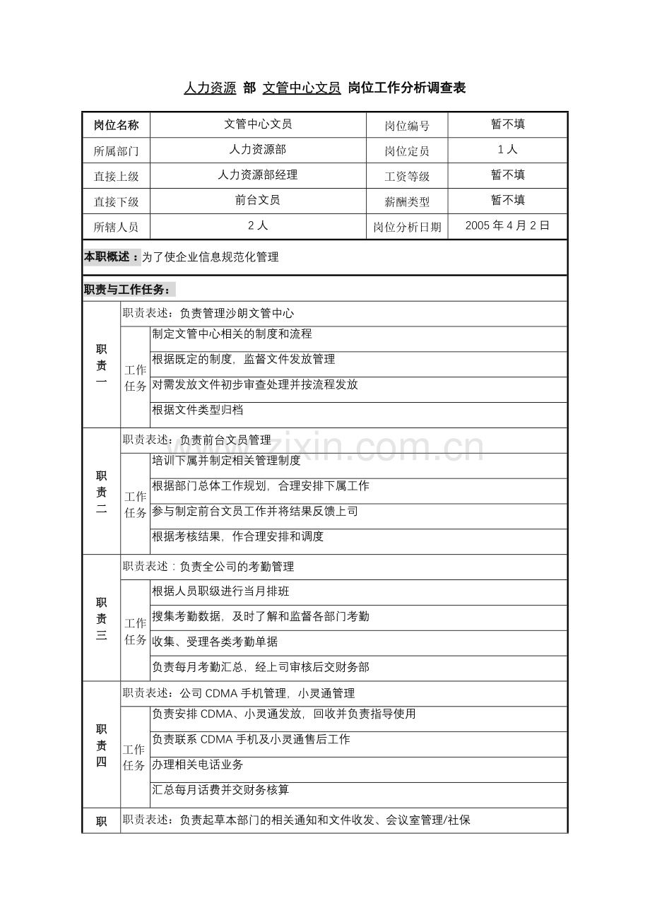 某咨询—广东中顺纸业人力资源部—文管中心文员.docx_第1页