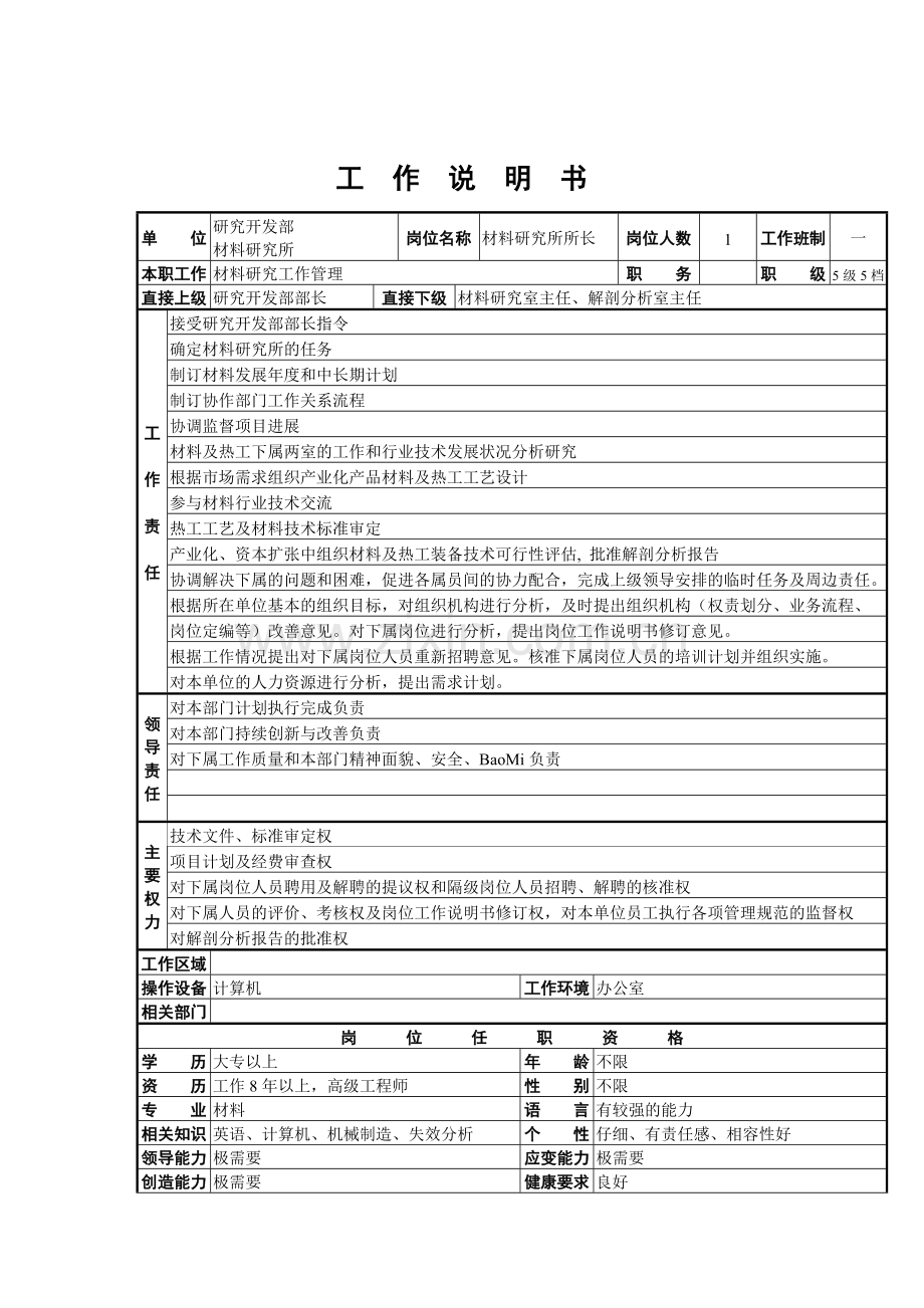研究开发部材料研究所各岗位描述.docx_第1页
