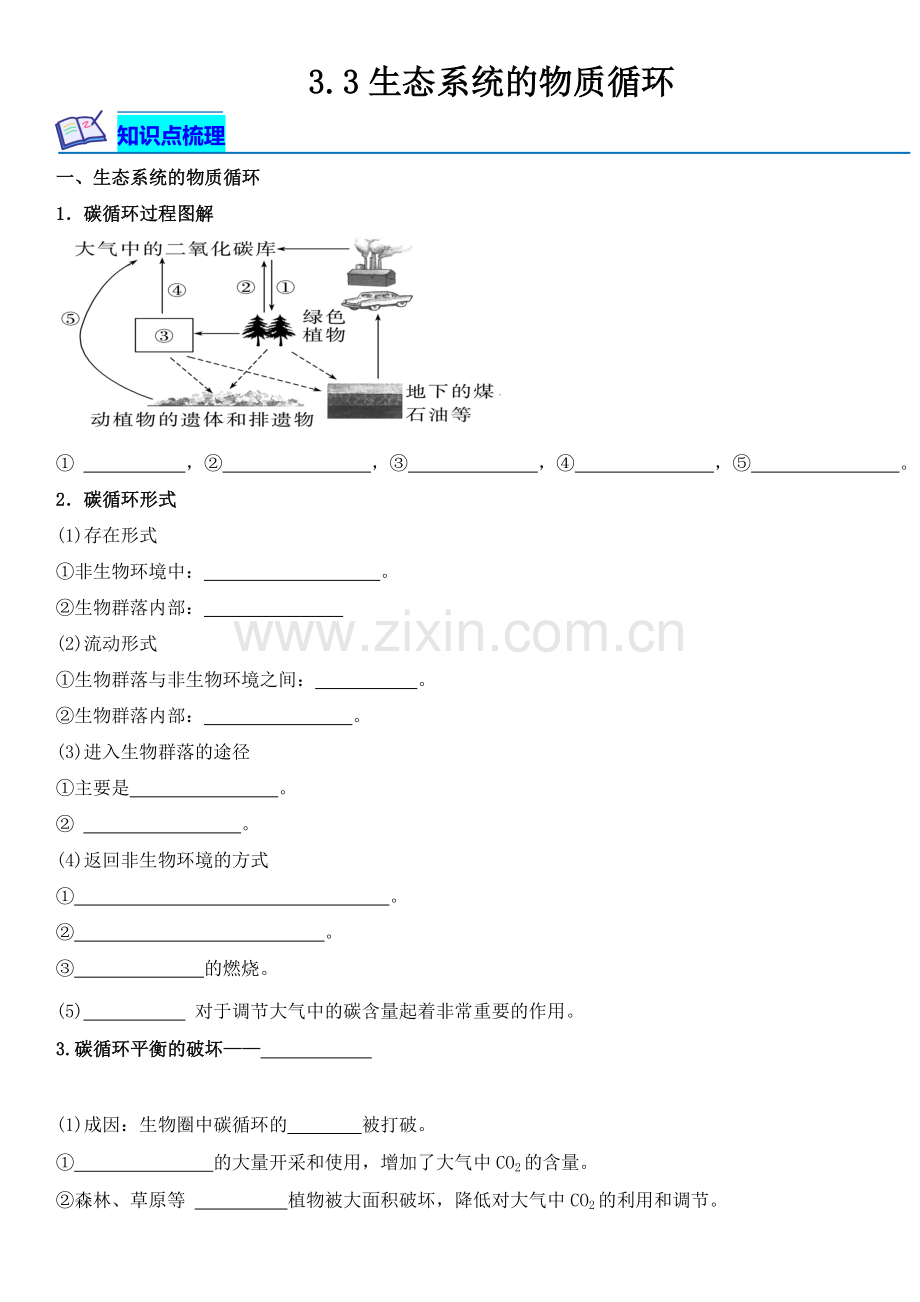 3-3-生态系统的物质循环高二生物课后培优分级练(人教版2019选择性必修2)(解析版).docx_第1页