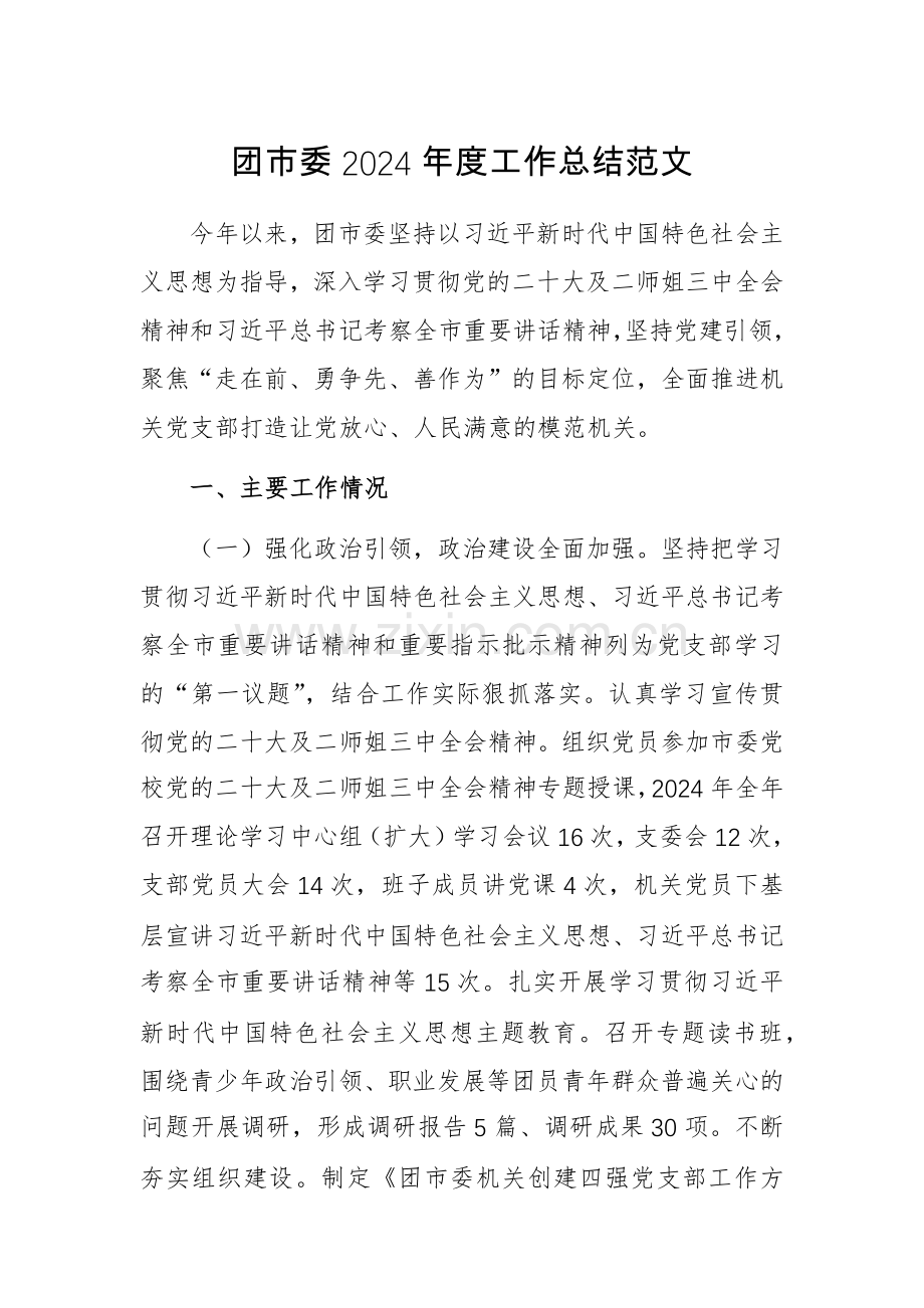 团市委2024年度工作总结范文.docx_第1页