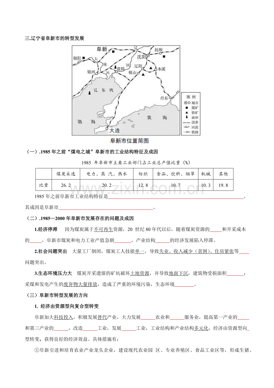 主题05-资源枯竭型城市的转型——以辽宁省阜新市为例(学生版).docx_第2页