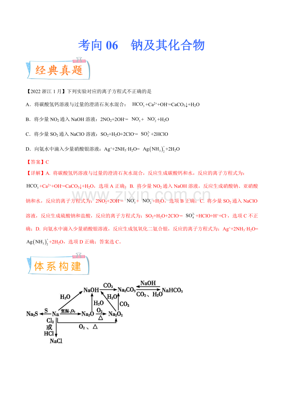 考向06-钠及其化合物(新高考地区专用).docx_第1页