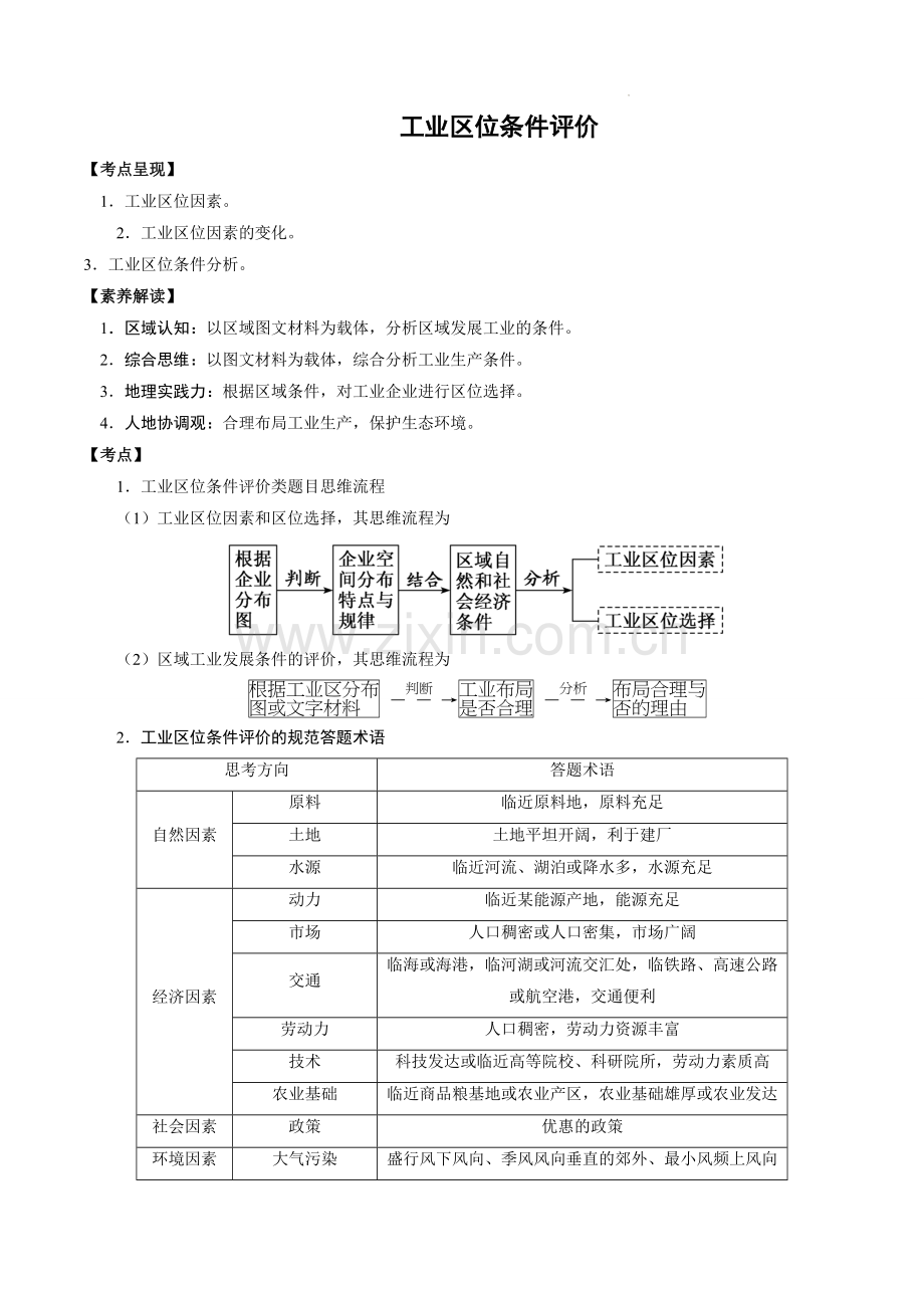 2-5-1-工业区位条件评价(讲练).docx_第1页