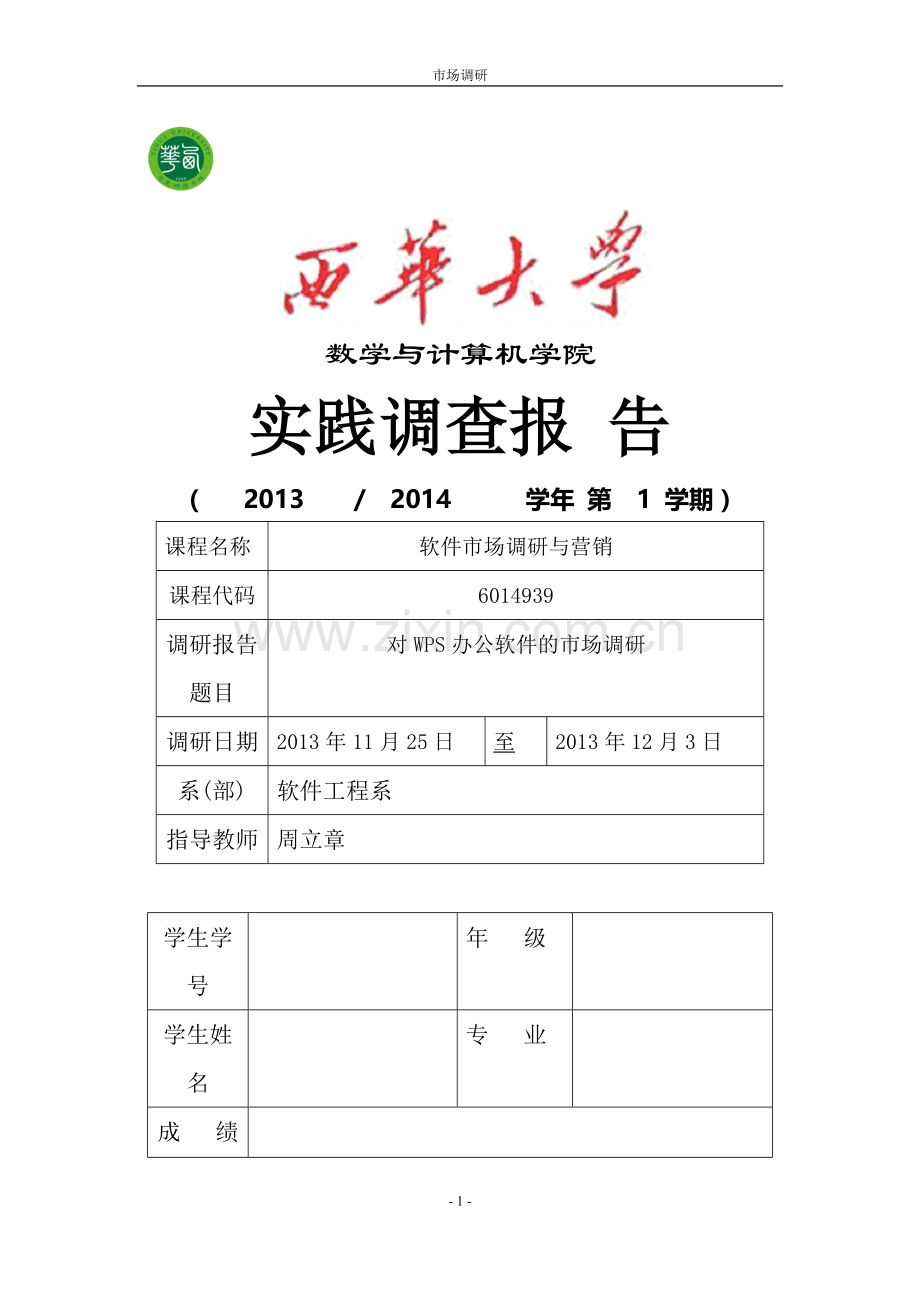 软件市场调研与营销报告.doc_第1页
