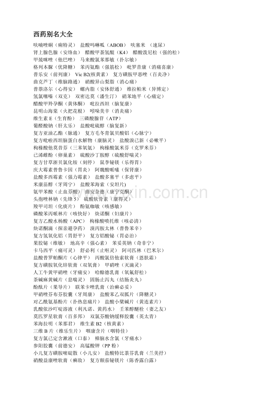 西药别名大全.doc_第1页