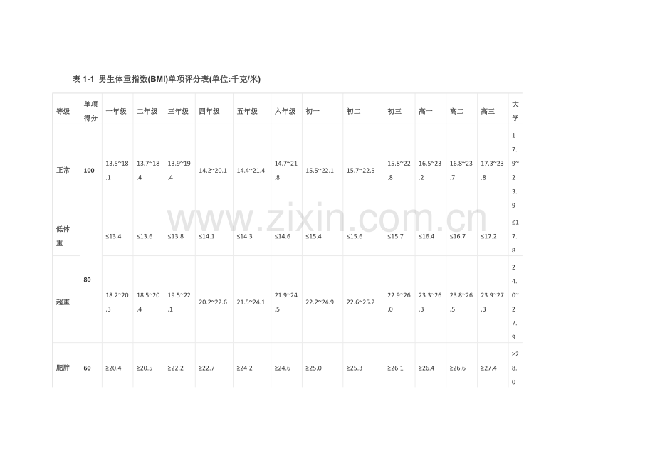 体育健康测试标准.doc_第1页