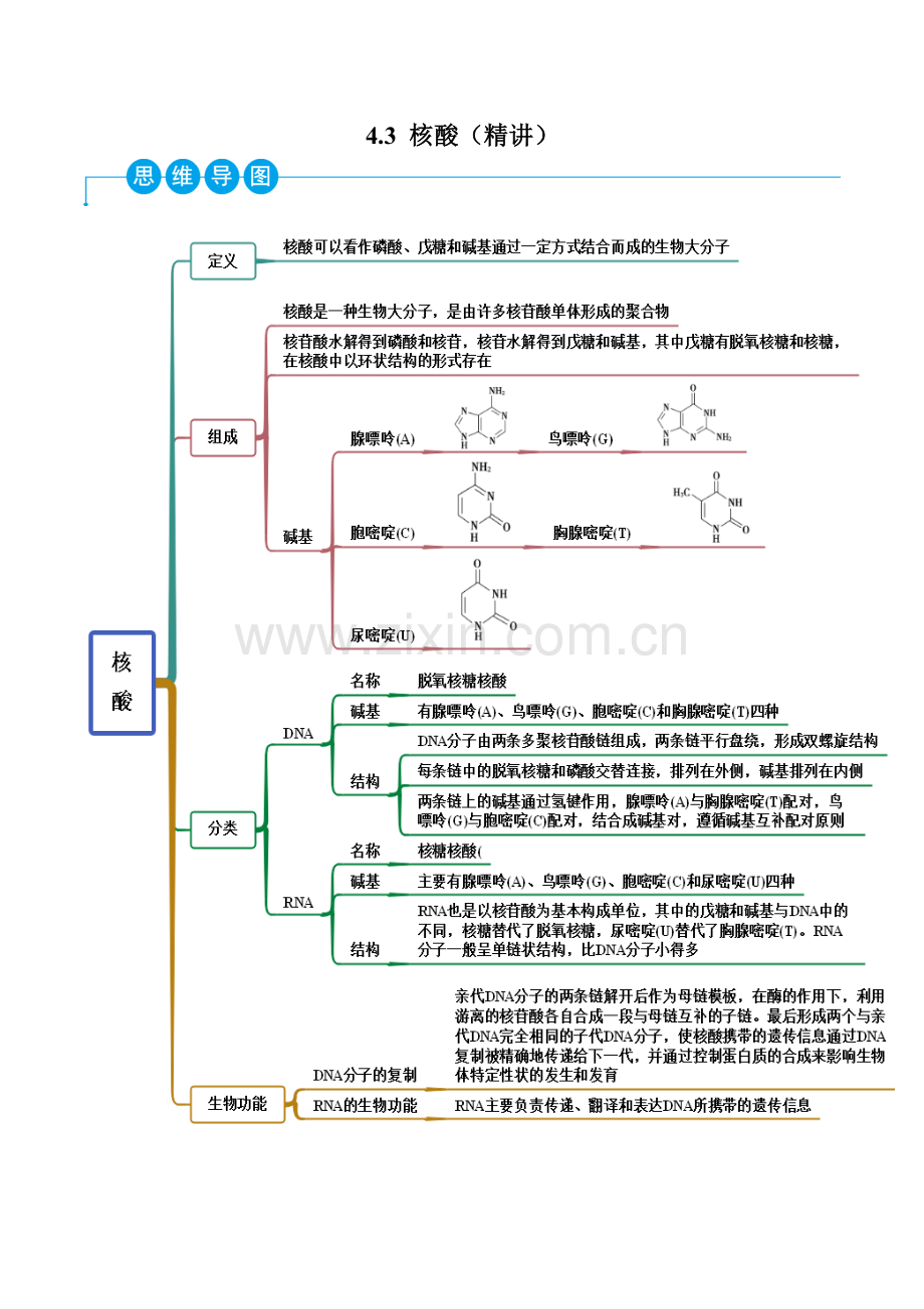 4-3-核酸(精讲)高二化学一隅三反系列(原卷版).docx_第1页