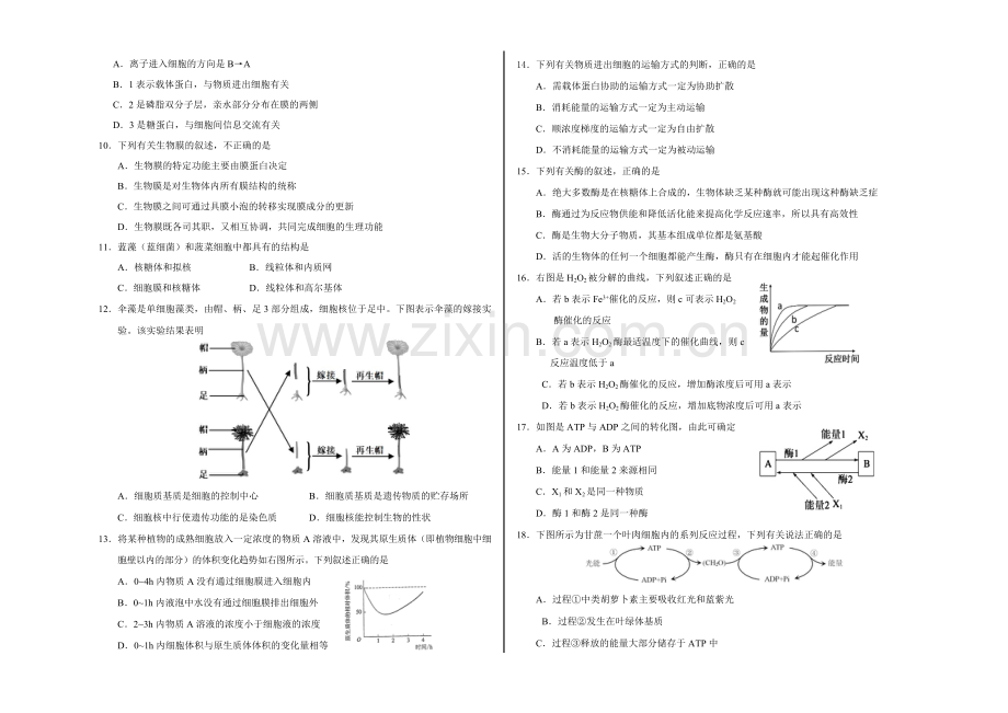 2018.1丰台区高一生物期末试卷.doc_第2页